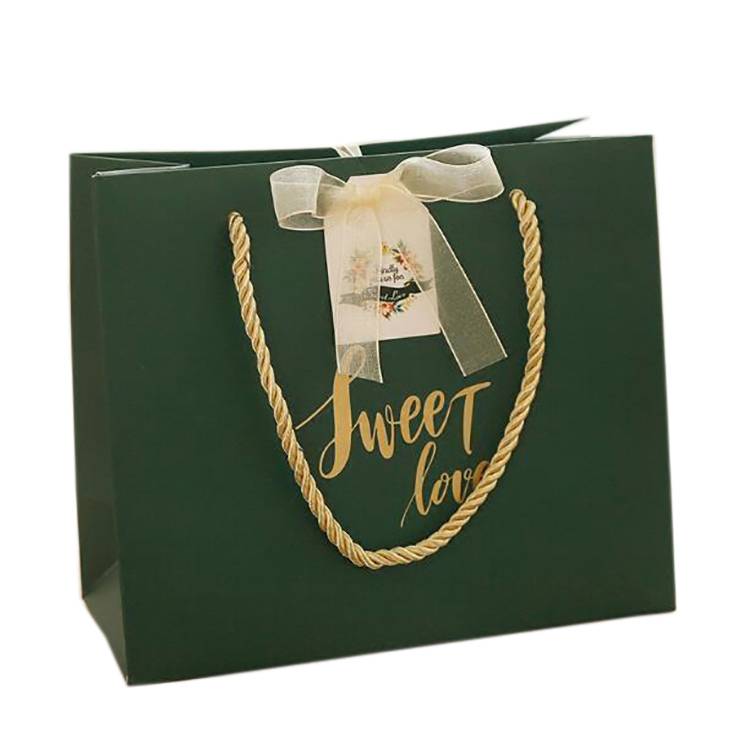 Customized Food Packaging Kraft Paper Green Paper Gift Bag For Baby Shower