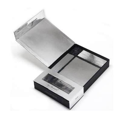 Cosmetic High Quality Popular Brush Black Magnetic Eyelash Bundle Hair Silver Luxury Hair Packaging Box For Hair Wig